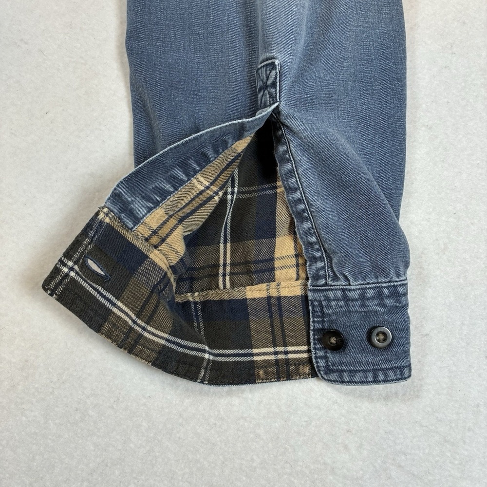 Vintage L.L. Bean Men's 2XL Denim Flannel Lined Shirt Jacket Distressed READ - Picture 10 of 16